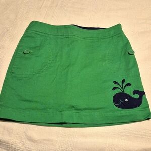 Talbots girls size 6 green skirt with whale applique, has modesty shorts, VGUC